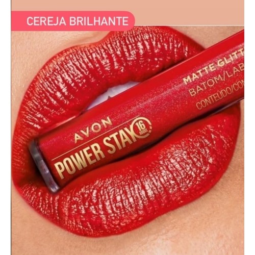 BATOM AVON LIQUIDO POWER STAY GLITTER CEREJA BRILHANTE
