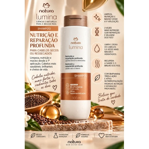 SHAMPOO LUMINA NUTRIÇAO E REPARAÇAO PROFUNDA